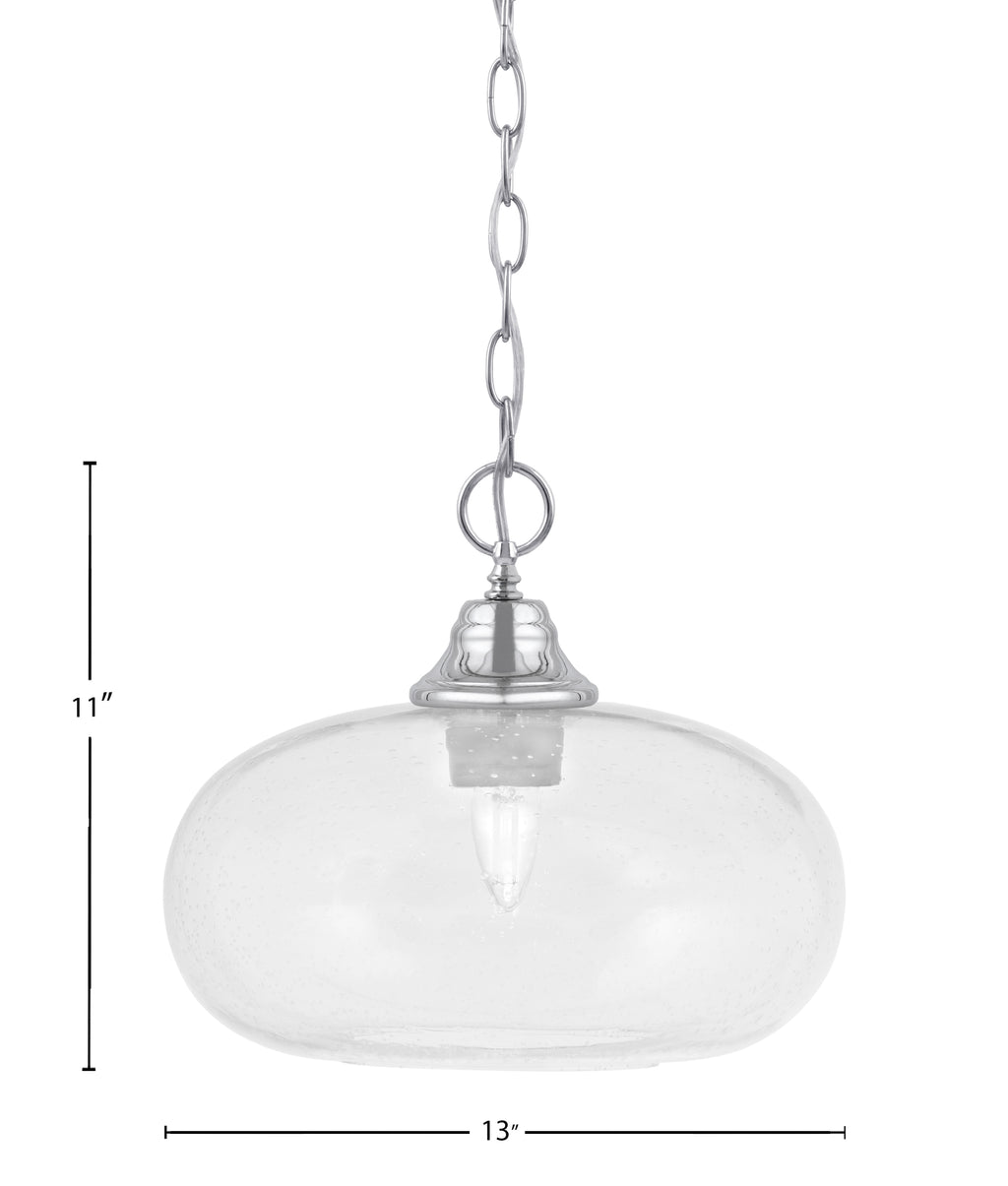 Chain One Light Pendant in Chrome with Clear Bubble Shade