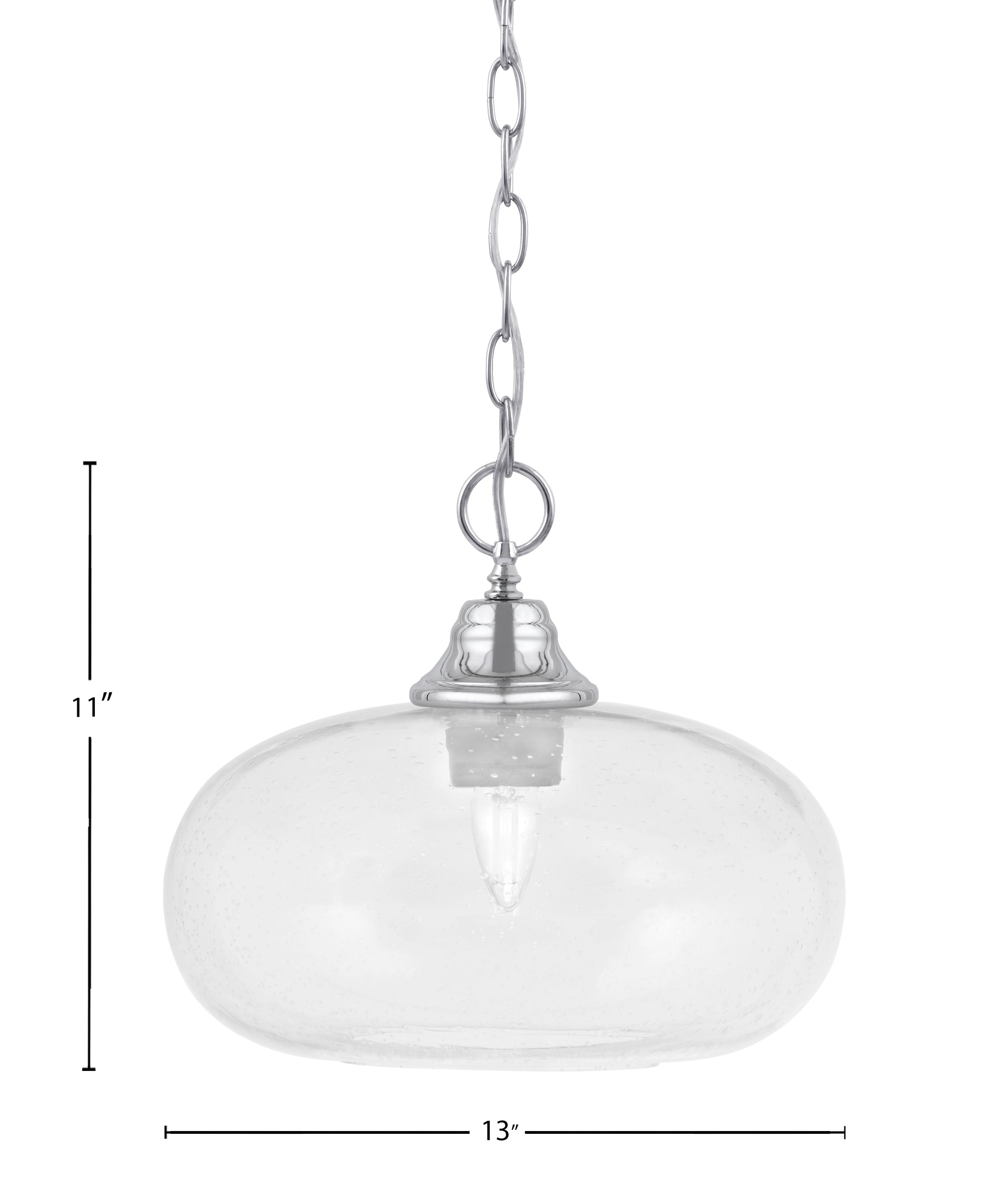 Chain One Light Pendant in Chrome with Clear Bubble Shade