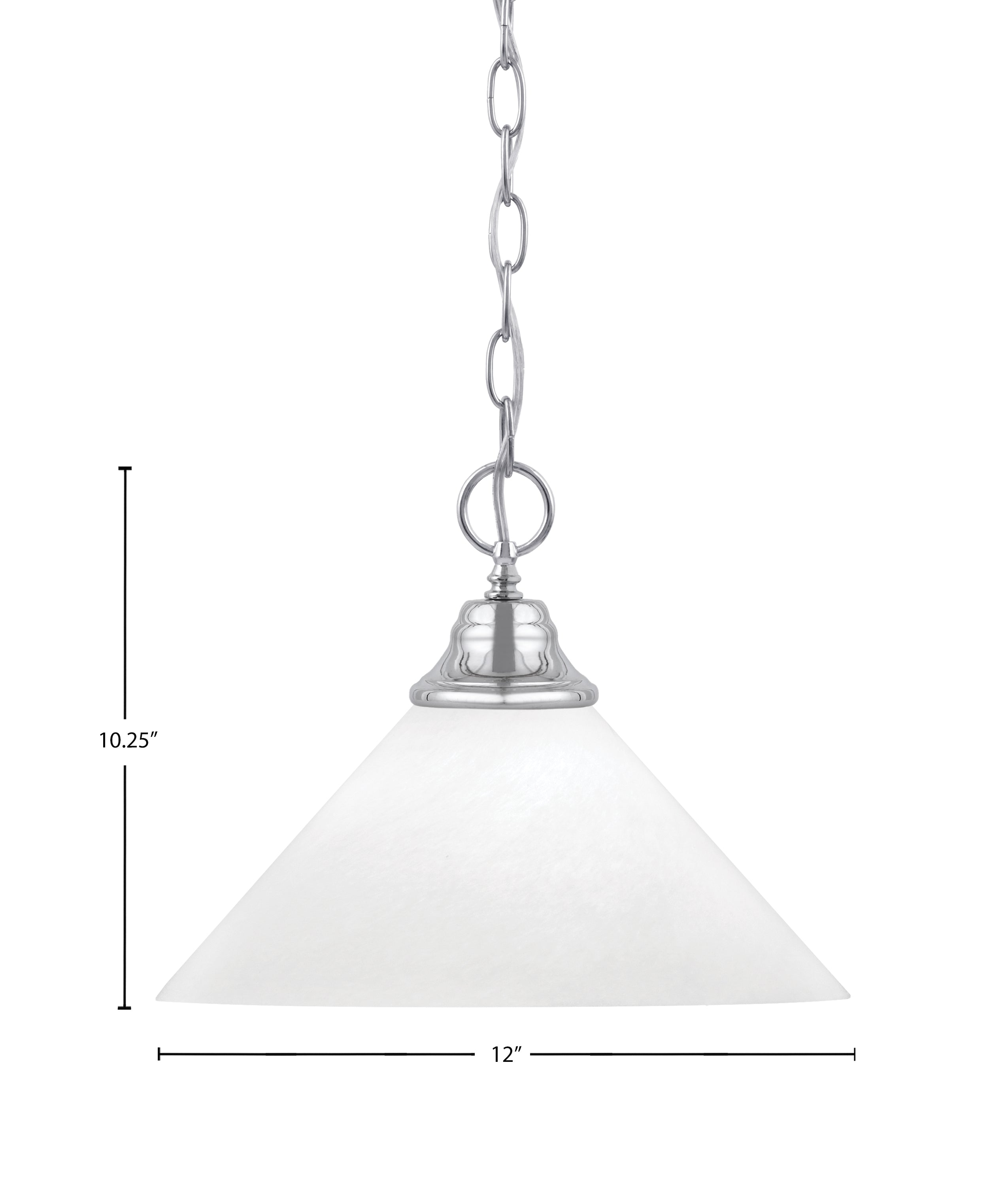 Chain One Light Pendant in Chrome with White Marble Shade