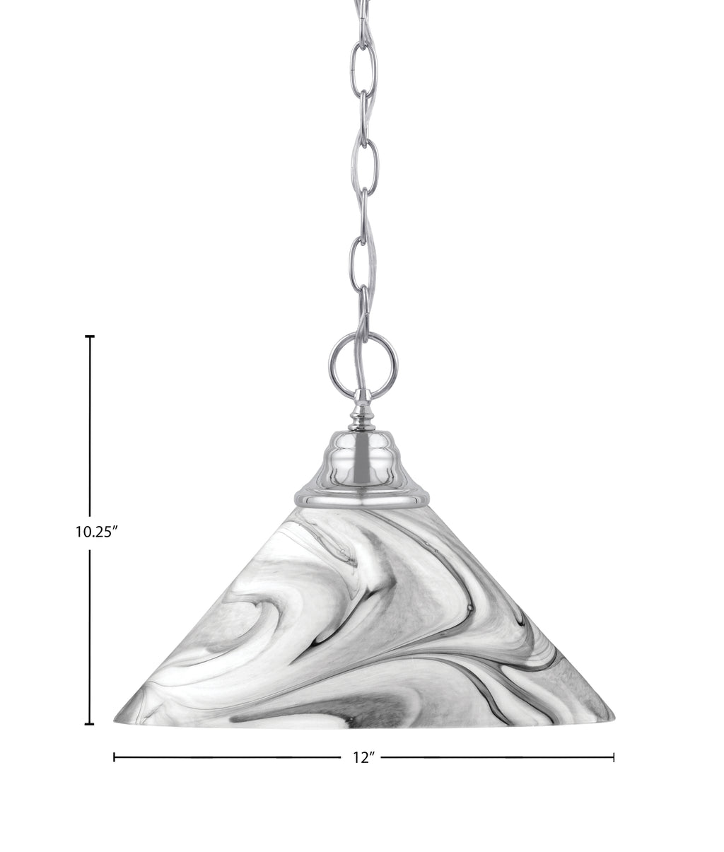 Chain One Light Pendant in Chrome with Onyx Swirl Shade