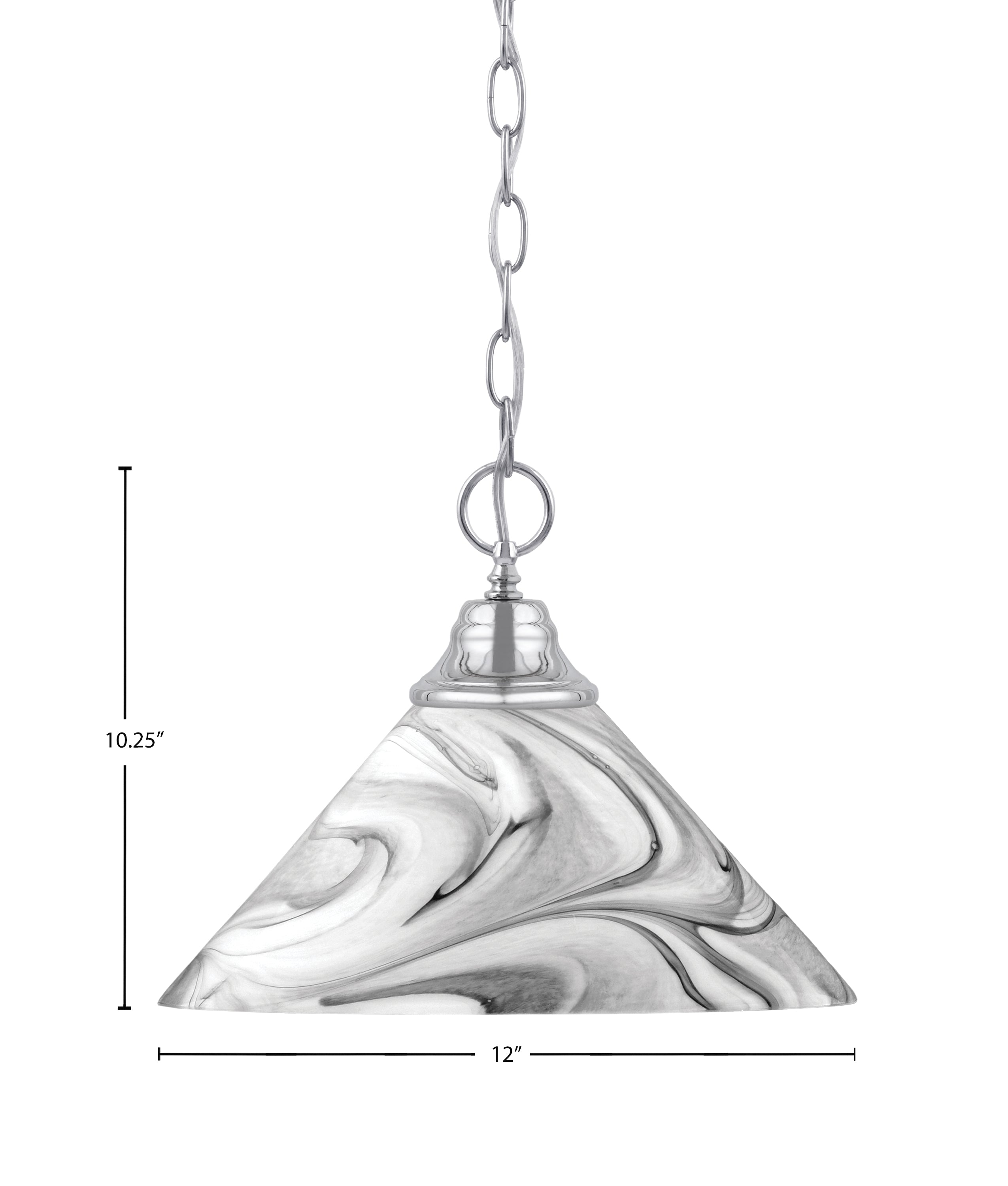 Chain One Light Pendant in Chrome with Onyx Swirl Shade