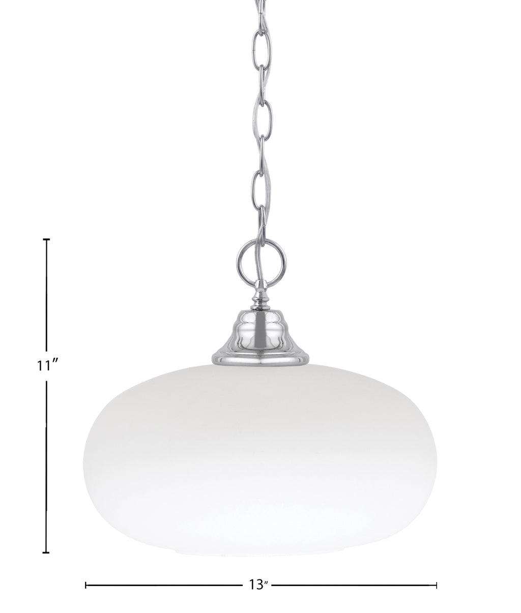 Chain One Light Pendant in Chrome with White Muslin Shade