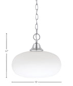 Chain One Light Pendant in Chrome with White Muslin Shade