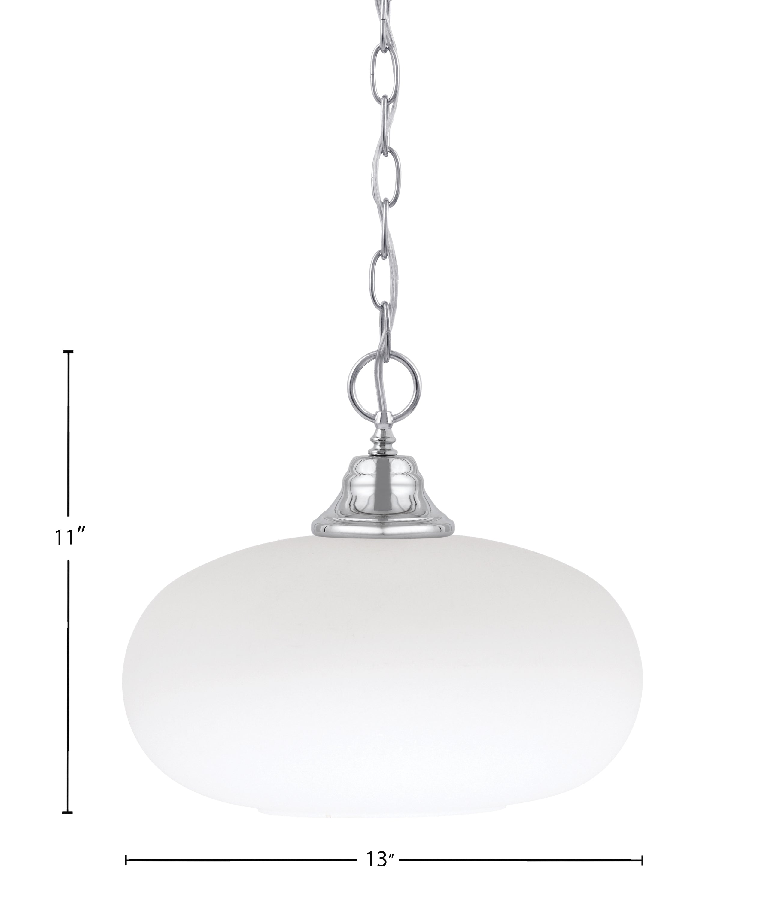 Chain One Light Pendant in Chrome with White Muslin Shade