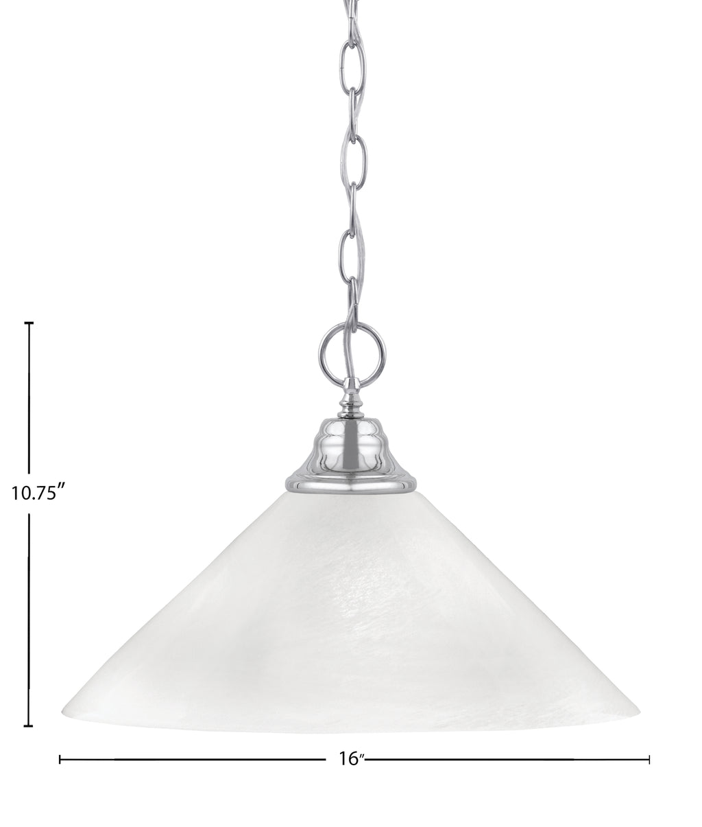 Chain One Light Pendant in Chrome with White Marble Shade