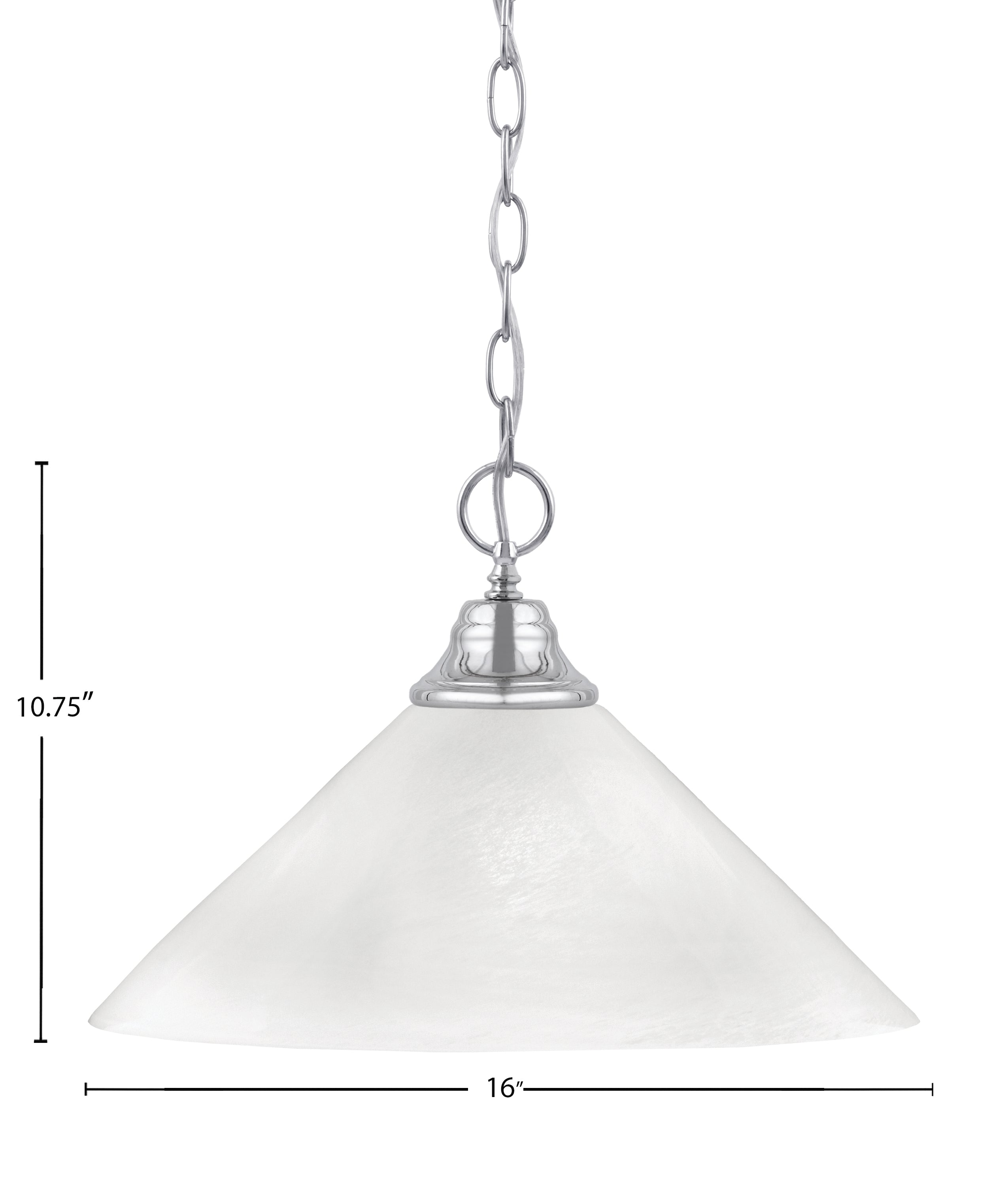 Chain One Light Pendant in Chrome with White Marble Shade