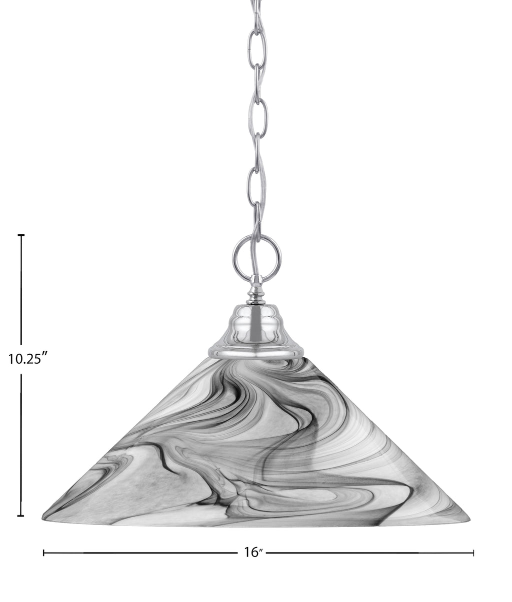 Chain One Light Pendant in Chrome with Onyx Swirl Shade