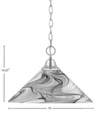 Chain One Light Pendant in Chrome with Onyx Swirl Shade