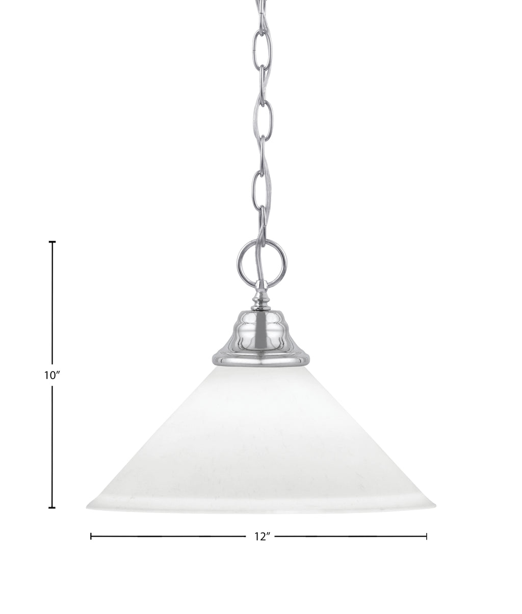 Chain One Light Pendant in Chrome with White Muslin Shade