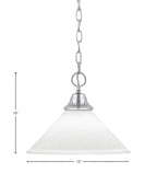 Chain One Light Pendant in Chrome with White Muslin Shade