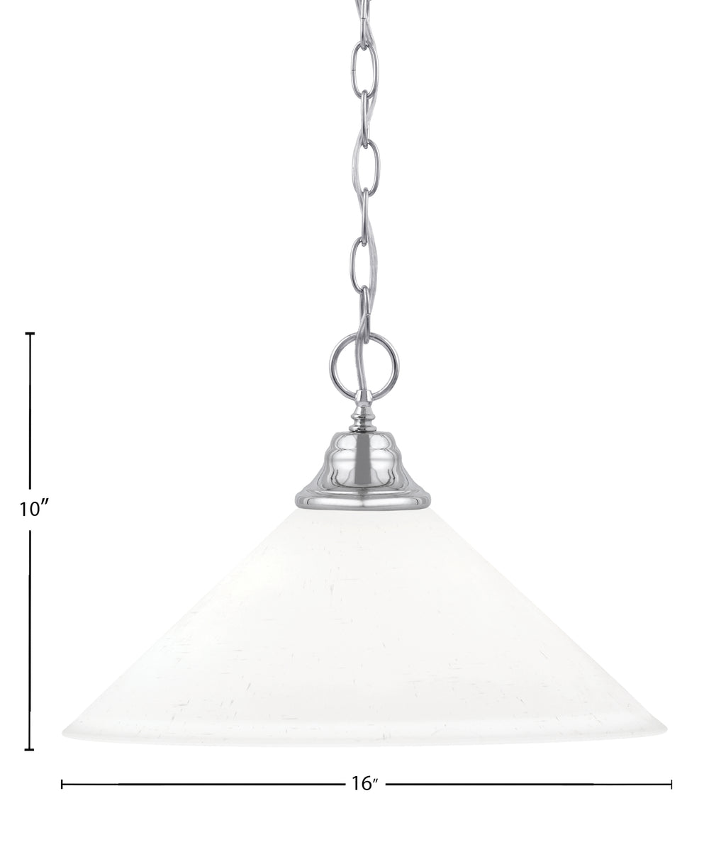 Chain One Light Pendant in Chrome with White Muslin Shade