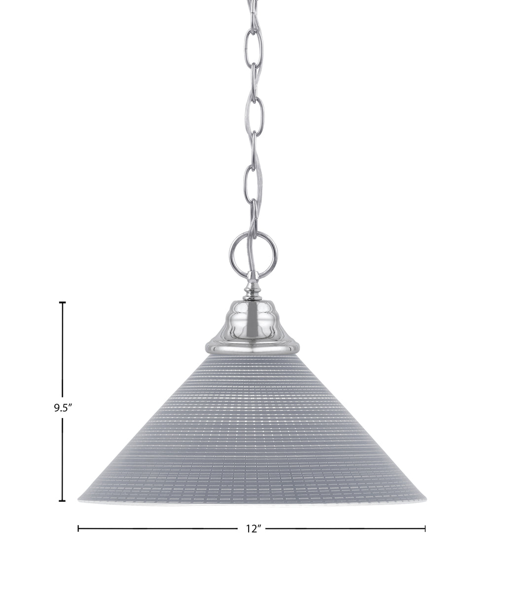 Chain One Light Pendant in Chrome with Gray Matrix Shade
