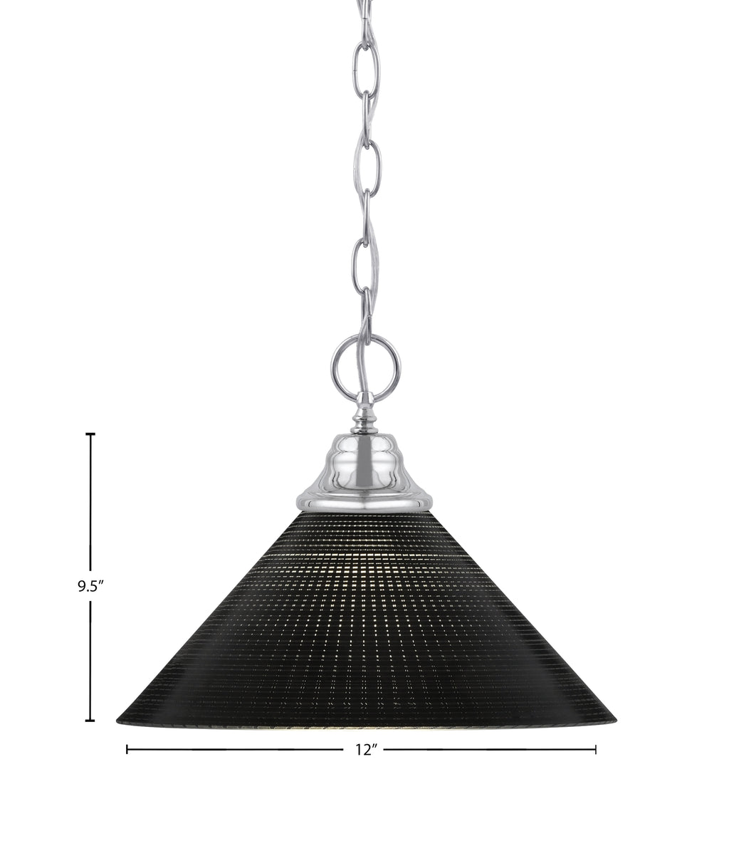 Chain One Light Pendant in Chrome with Black Matrix Shade