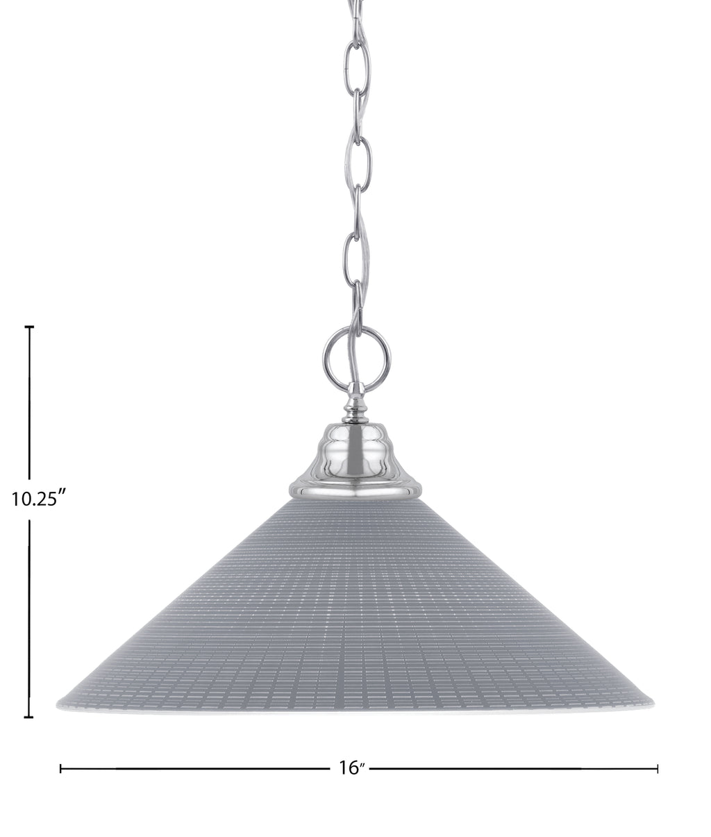 Chain One Light Pendant in Chrome with Gray Matrix Shade