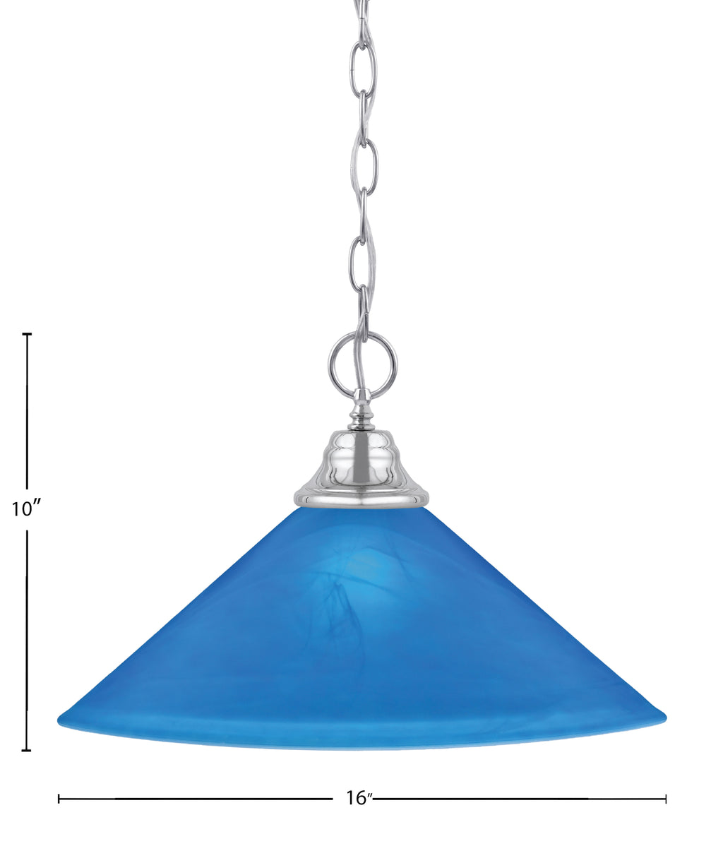Any One Light Pendant in Chrome with 16" Blue Italian Shade