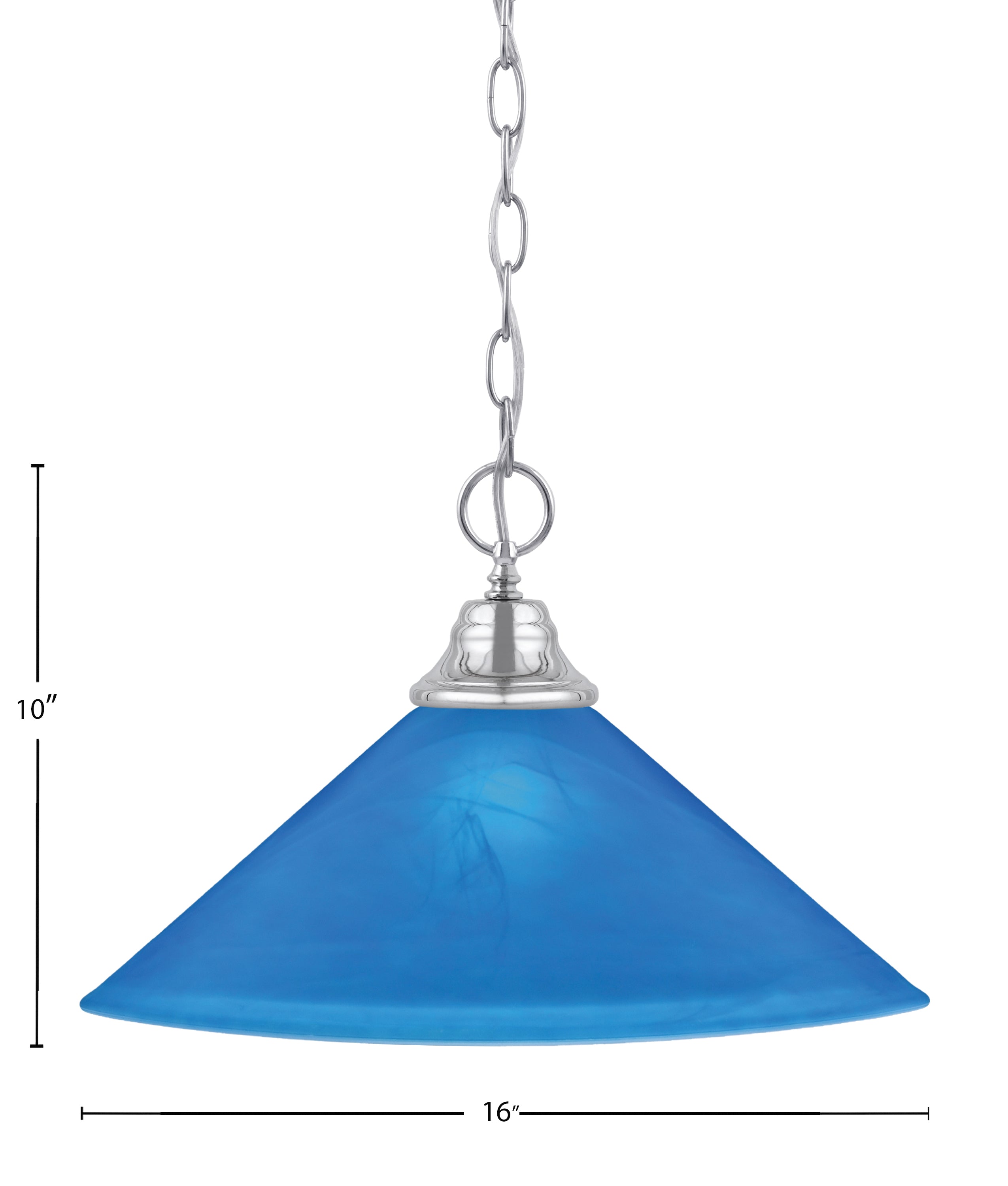 Any One Light Pendant in Chrome with 16" Blue Italian Shade