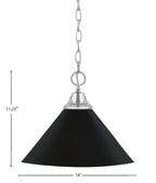 Chain One Light Pendant in Chrome with Matte Black Cone Metal Shad e Shade