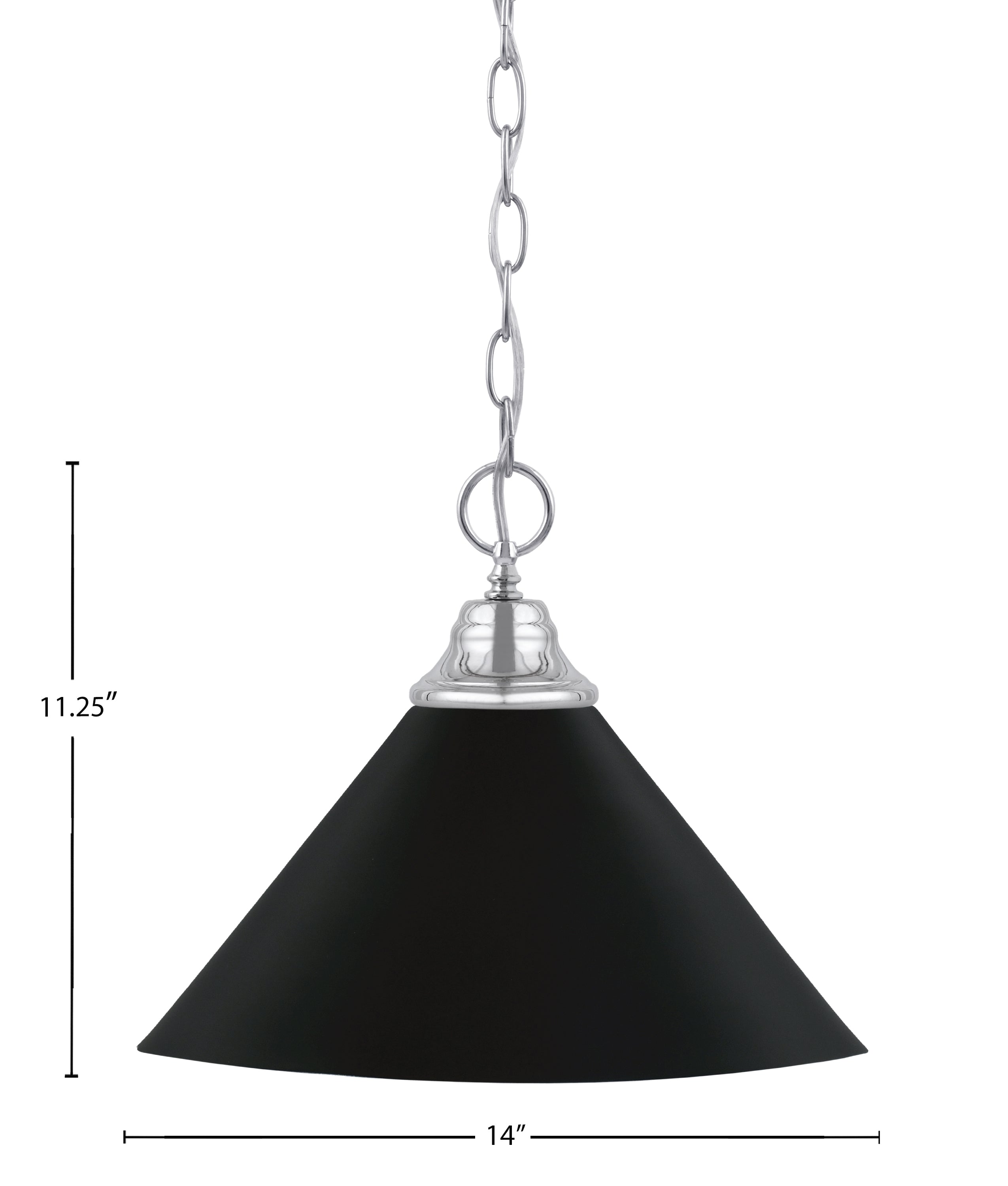 Chain One Light Pendant in Chrome with Matte Black Cone Metal Shad e Shade