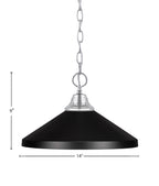 Chain One Light Pendant in Chrome with Matte Black Cone Metal Shade Shade