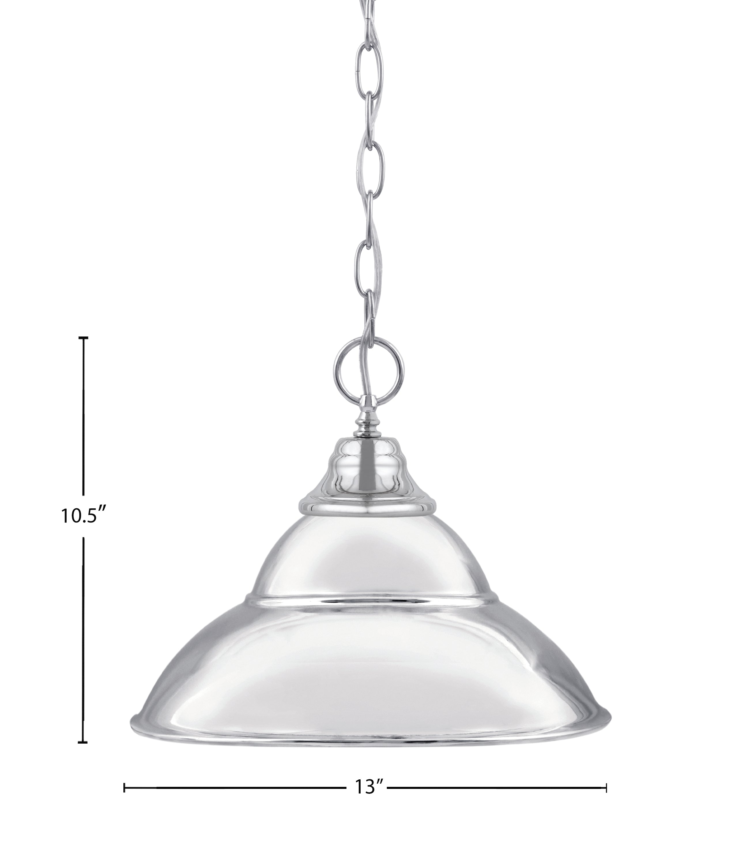 Chain One Light Pendant in Chrome with Chrome Finish Double Bubble Metal Shade Shade