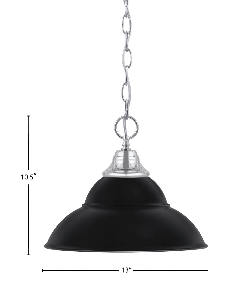 Chain One Light Pendant in Chrome with Matte Black Double Bubble Metal Shade Shade