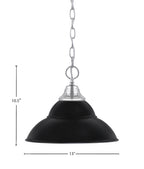 Chain One Light Pendant in Chrome with Matte Black Double Bubble Metal Shade Shade