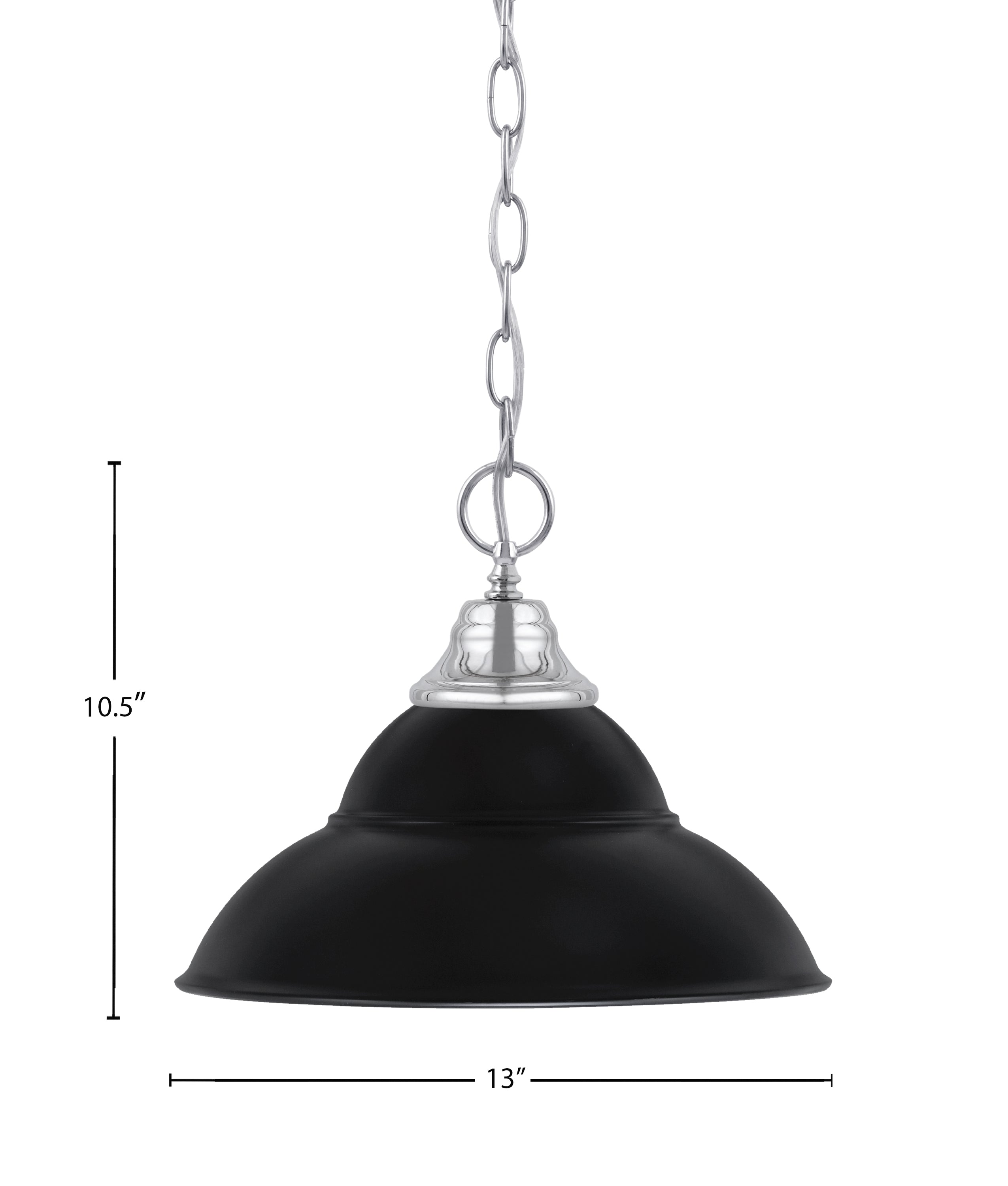 Chain One Light Pendant in Chrome with Matte Black Double Bubble Metal Shade Shade