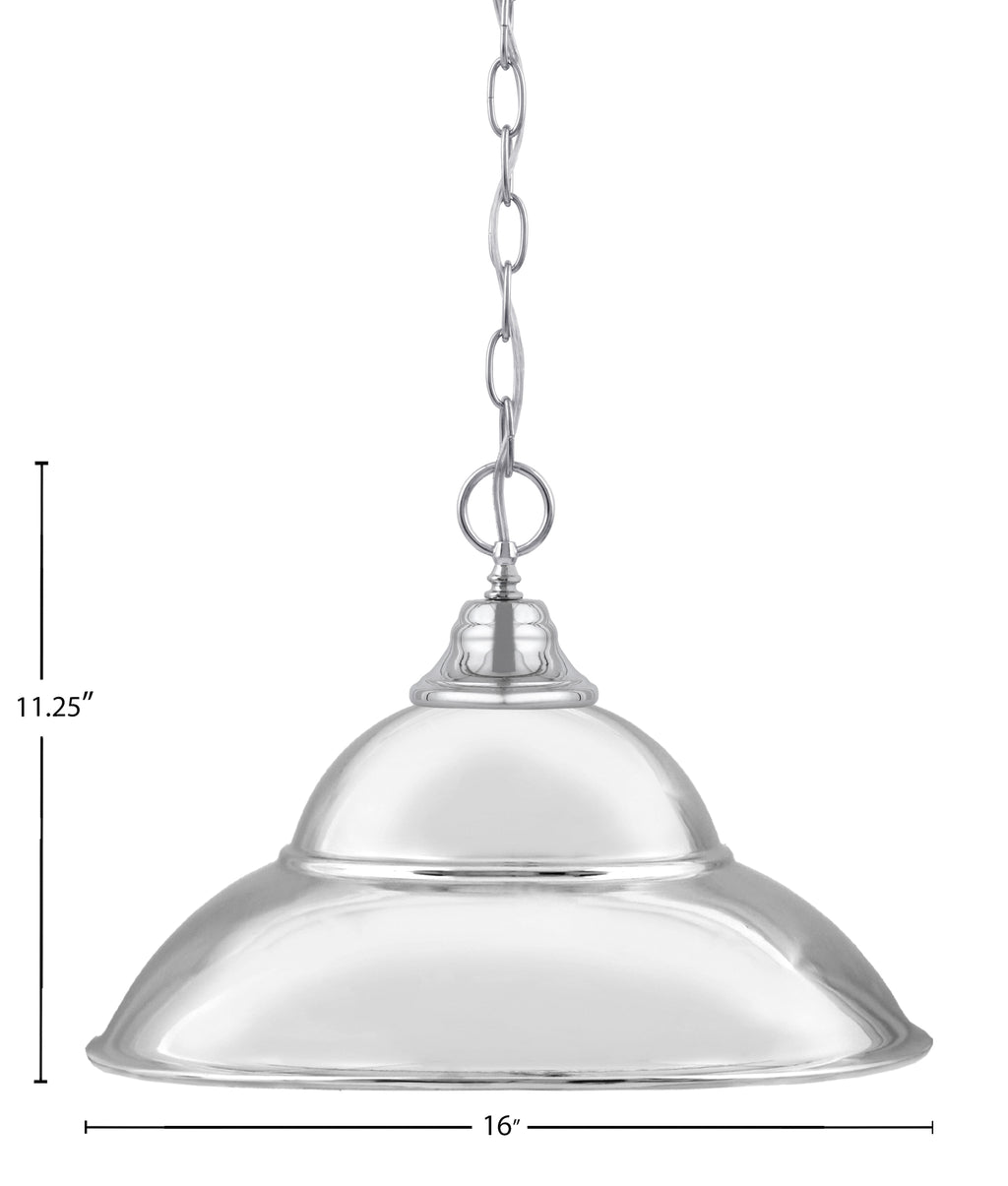Chain One Light Pendant in Chrome with Chrome Finish Double Bubble Metal Shade Shade
