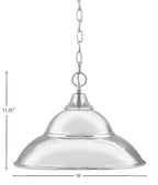 Chain One Light Pendant in Chrome with Chrome Finish Double Bubble Metal Shade Shade