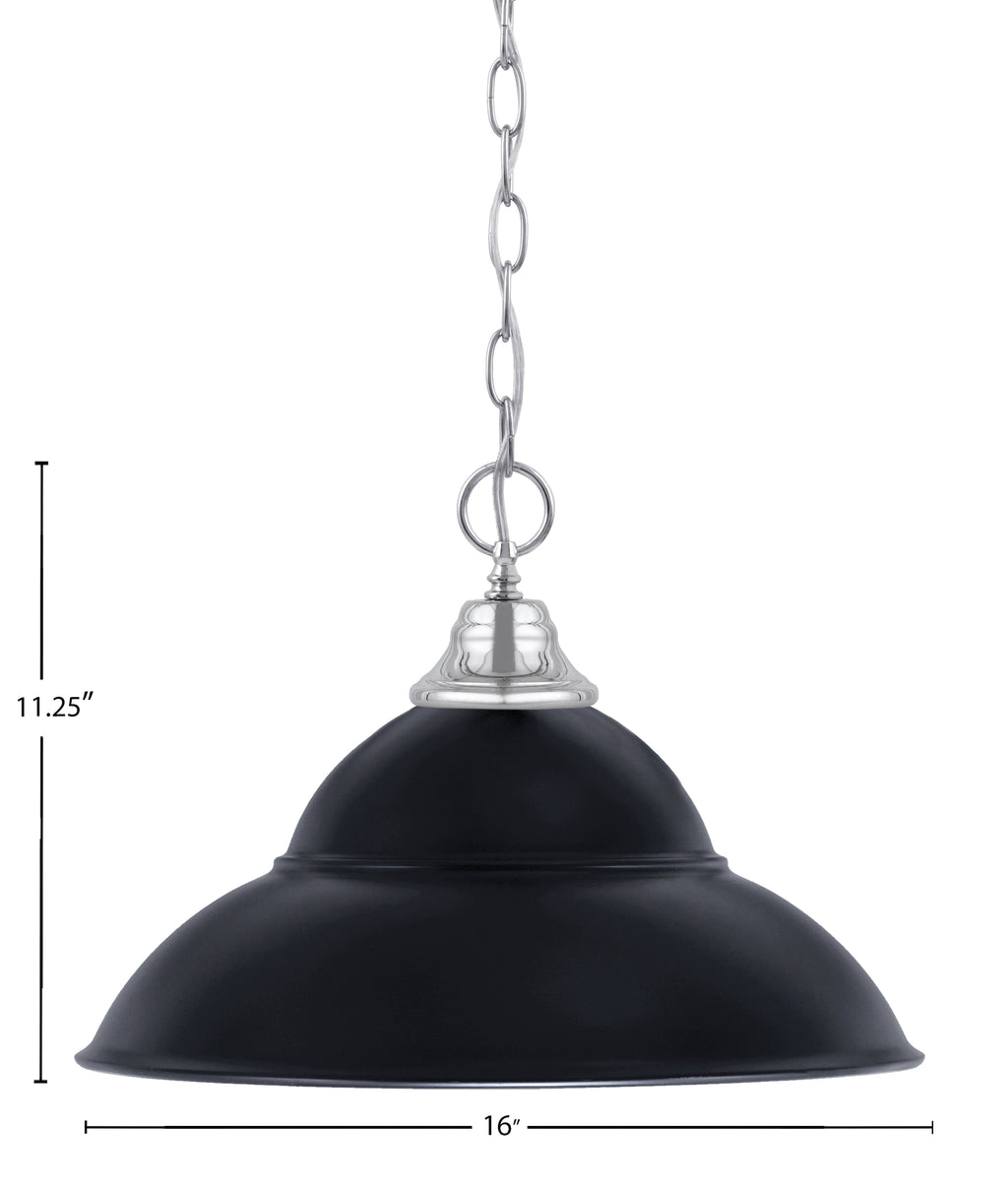 Chain One Light Pendant in Chrome with Matte Black Double Bubble Metal Shade Shade