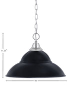 Chain One Light Pendant in Chrome with Matte Black Double Bubble Metal Shade Shade