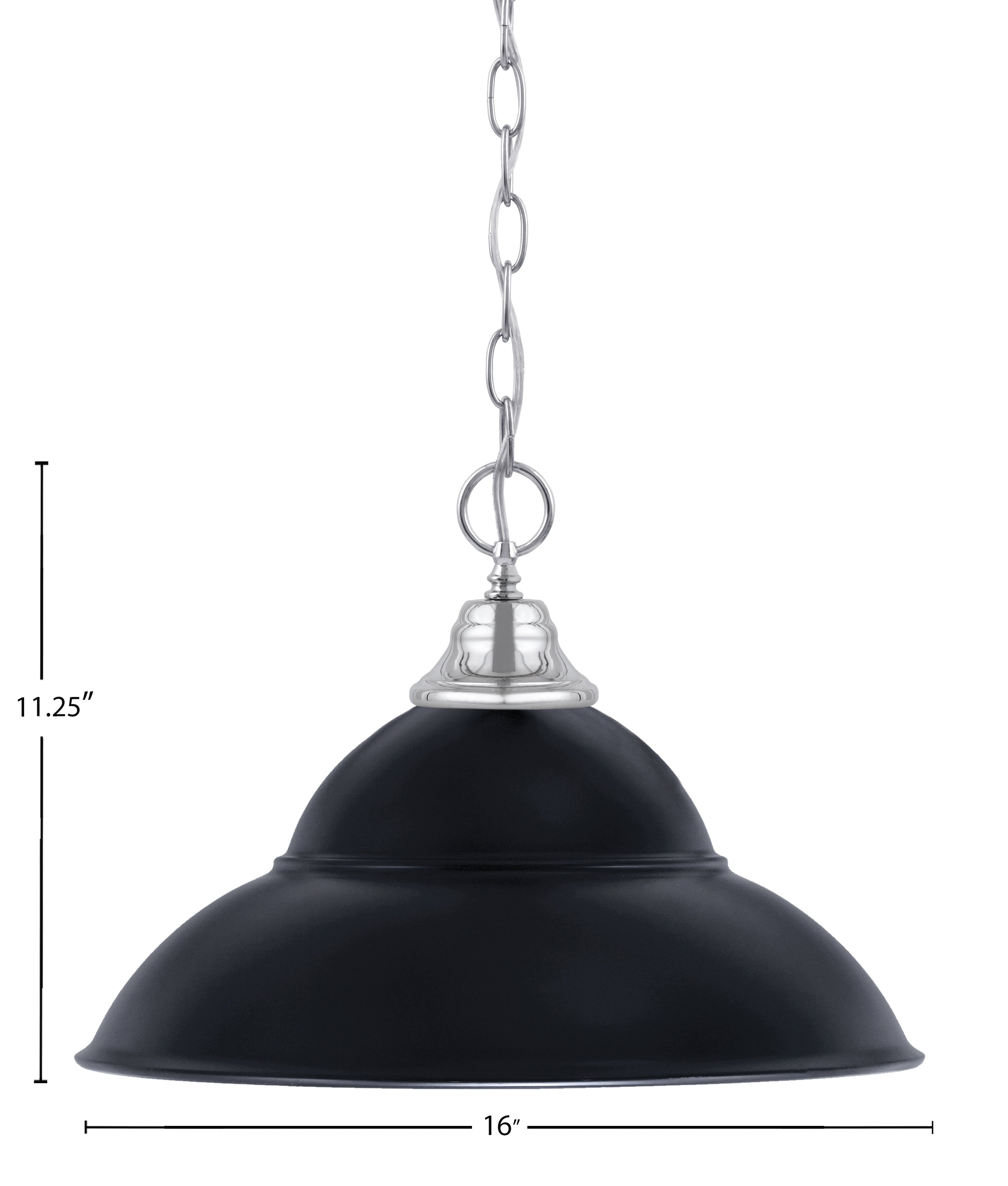 Chain One Light Pendant in Chrome with Matte Black Double Bubble Metal Shade Shade