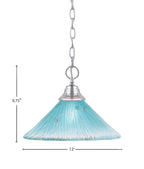 Any One Light Pendant in Chrome with 12" Teal Crystal Shade
