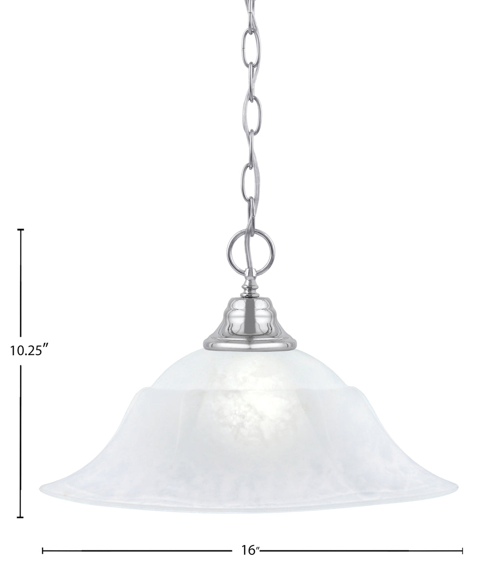 Any One Light Pendant in Chrome with 16" White Marble Shade