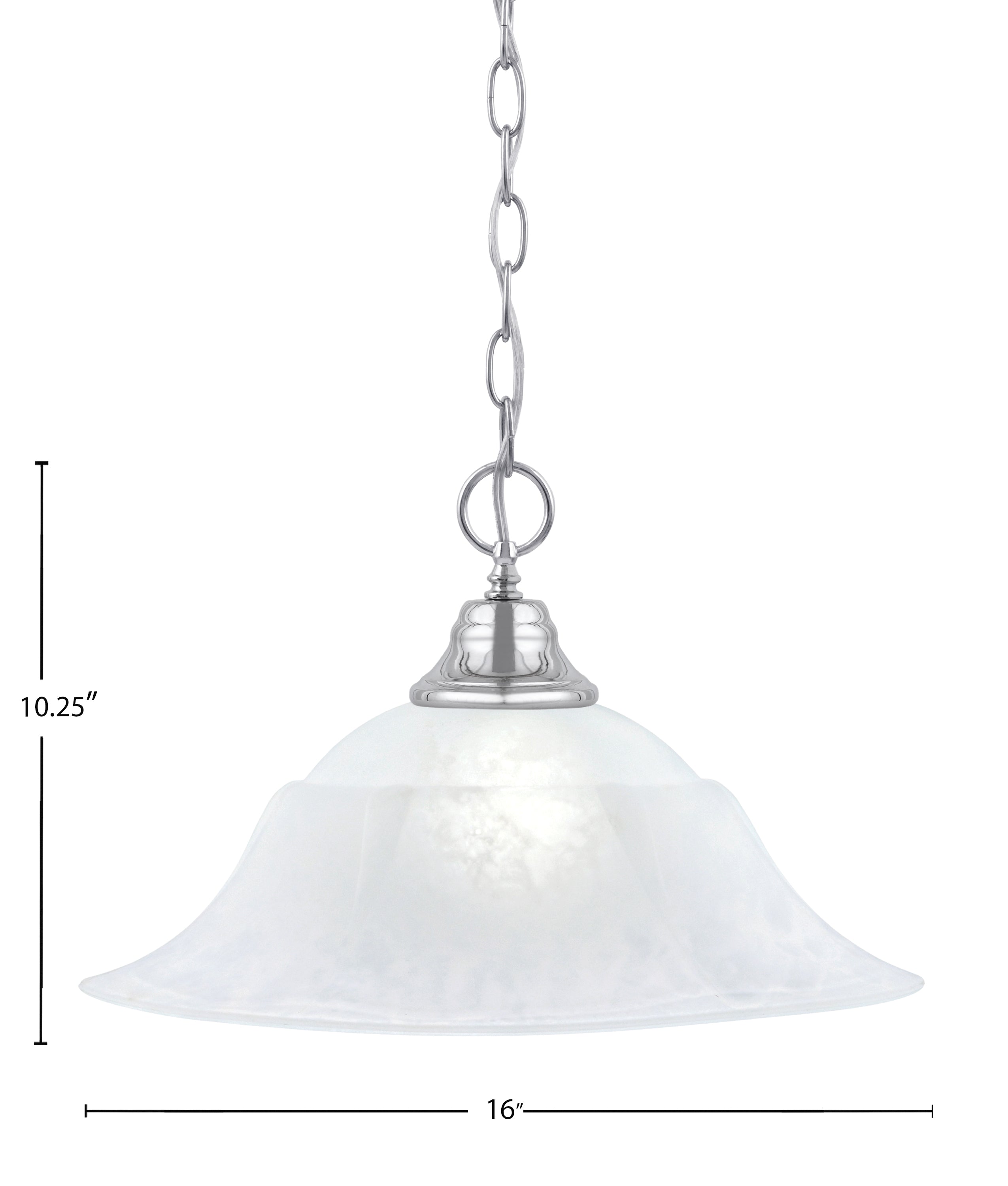 Any One Light Pendant in Chrome with 16" White Marble Shade