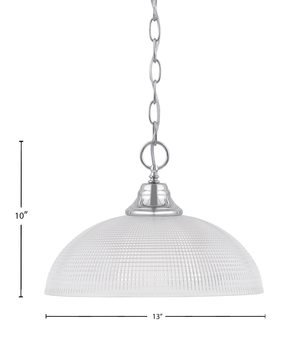 Chain One Light Pendant in Chrome with Clear Ribbed Shade