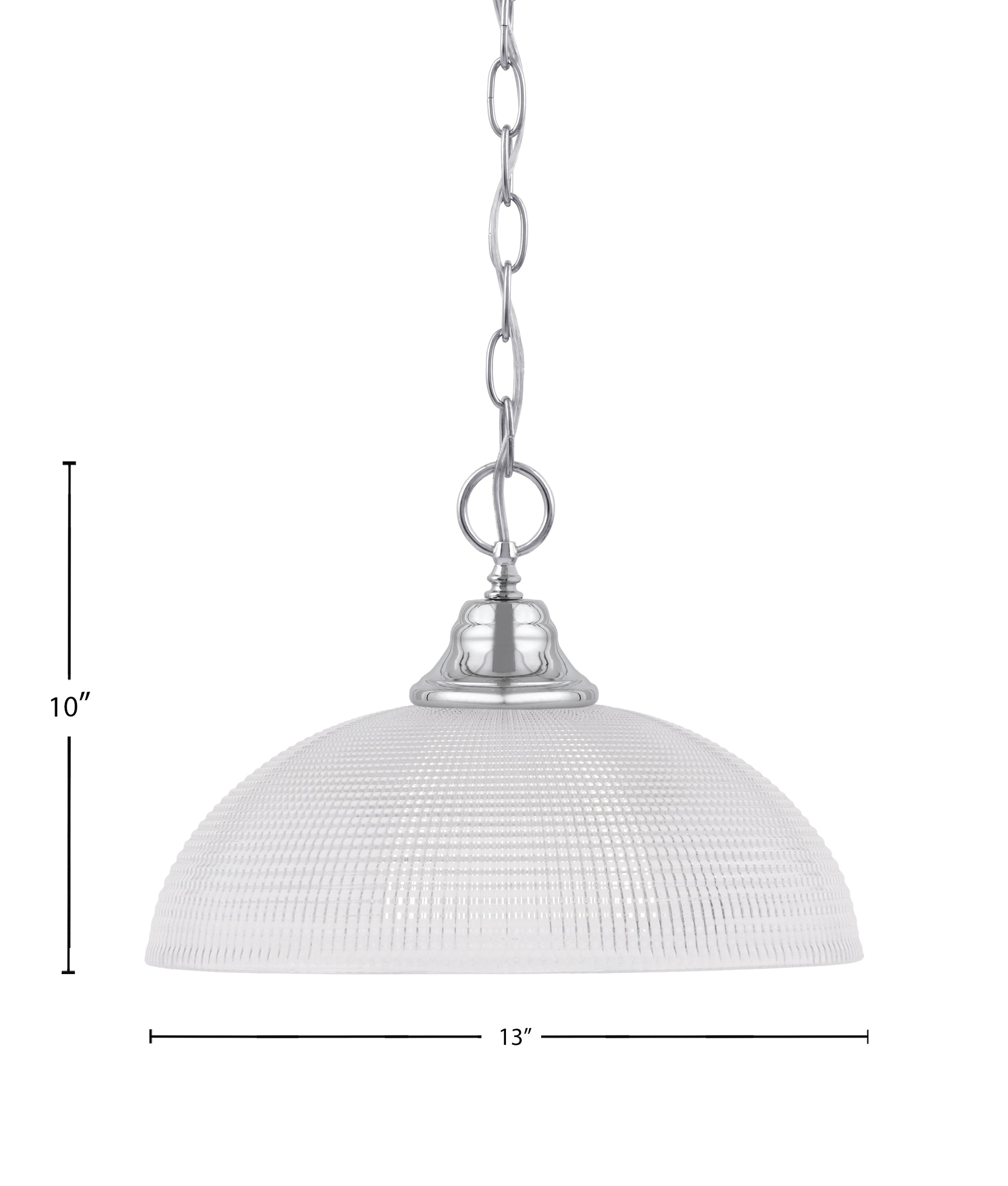 Chain One Light Pendant in Chrome with Clear Ribbed Shade