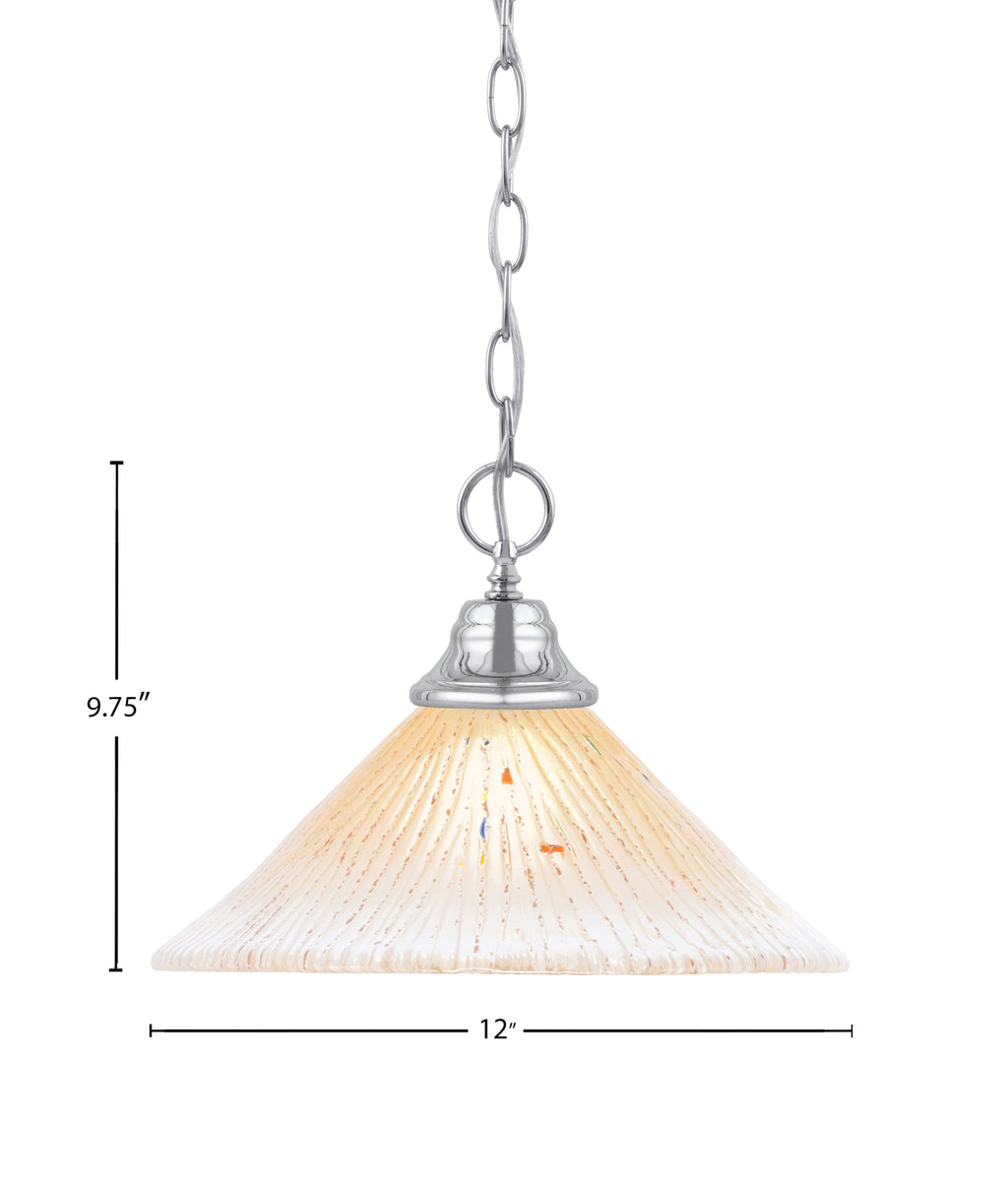 Any One Light Pendant in Chrome with 12" Amber Crystal Shade