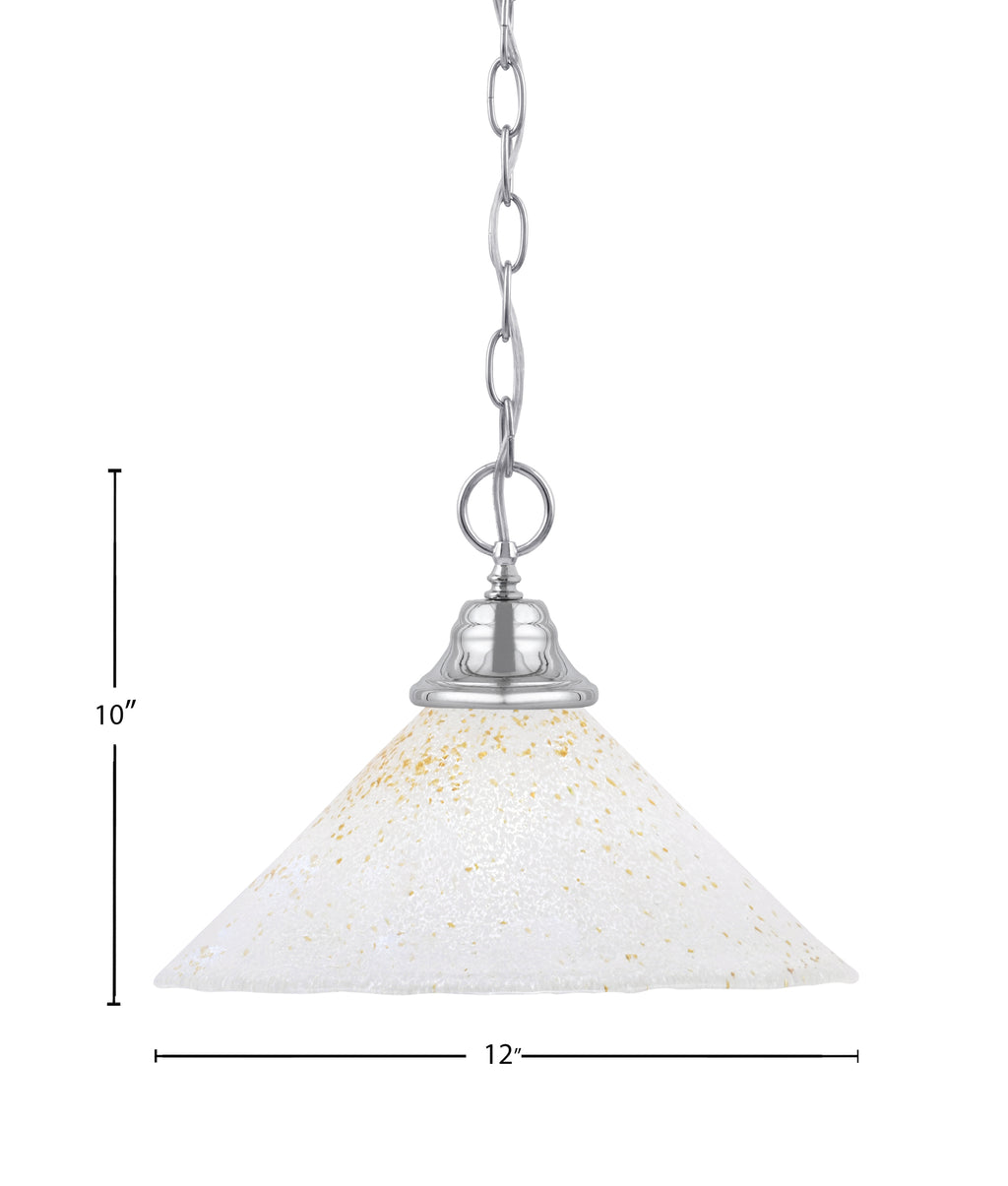 Any One Light Pendant in Chrome with 12" Gold Ice Shade
