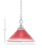 Any One Light Pendant in Chrome with 12" Raspberry Crystal Shade