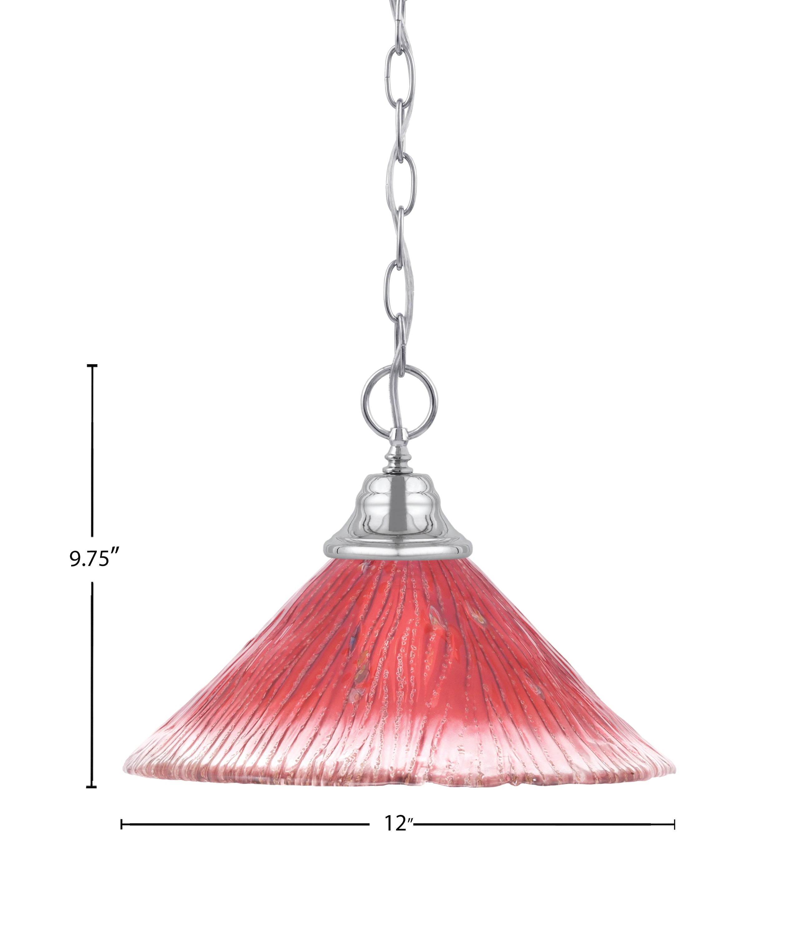 Any One Light Pendant in Chrome with 12" Raspberry Crystal Shade