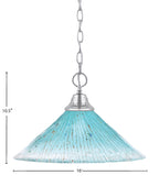 Any One Light Pendant in Chrome with 16" Teal Crystal Shade