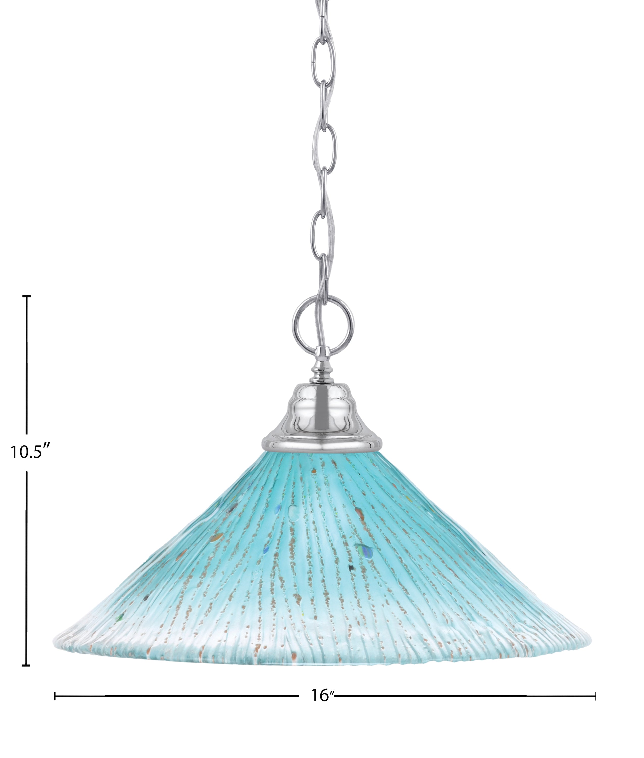 Any One Light Pendant in Chrome with 16" Teal Crystal Shade