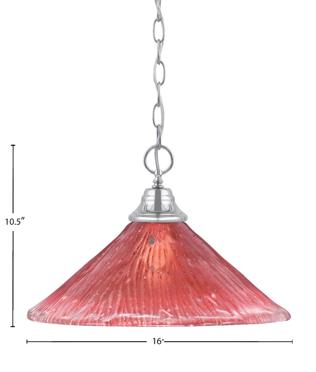 Any One Light Pendant in Chrome with 16" Raspberry Crystal Shade