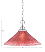 Any One Light Pendant in Chrome with 16" Raspberry Crystal Shade