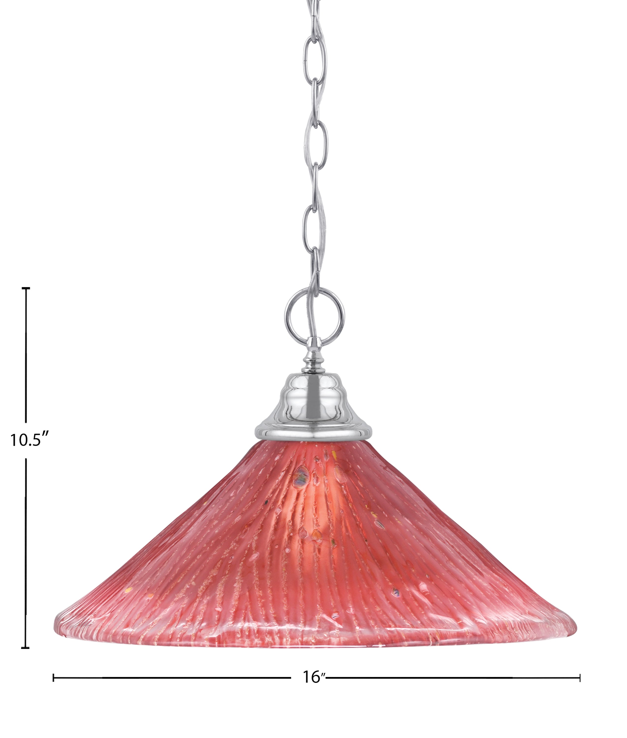 Any One Light Pendant in Chrome with 16" Raspberry Crystal Shade