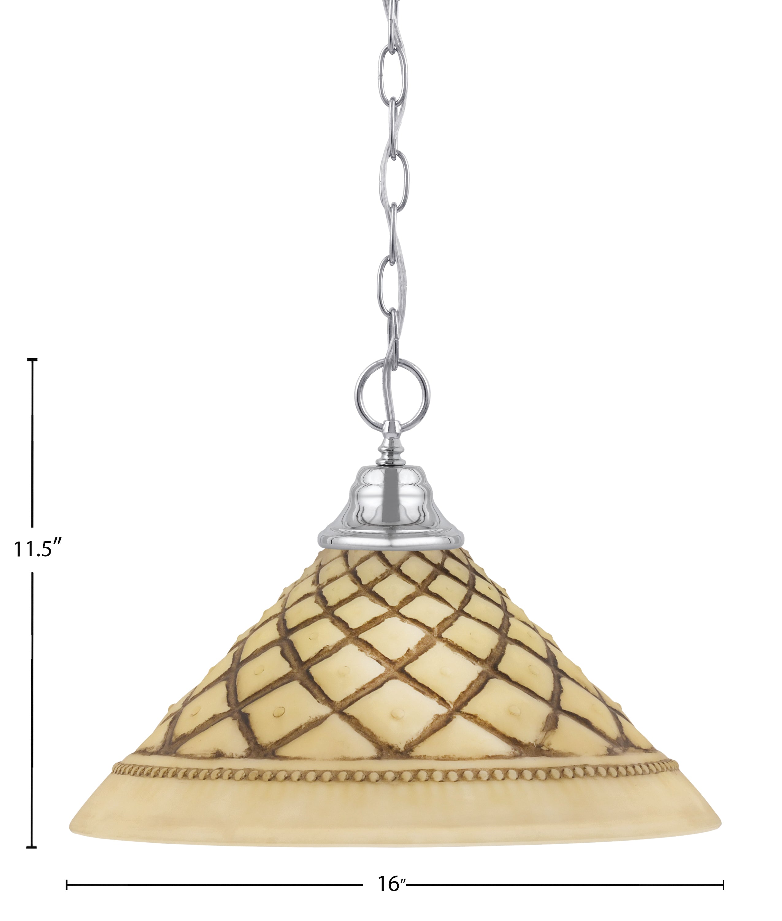 Any One Light Pendant in Chrome with 16" Chocolate Icing Shade