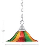 Any One Light Pendant in Chrome with 14" Mardi Gras Shade