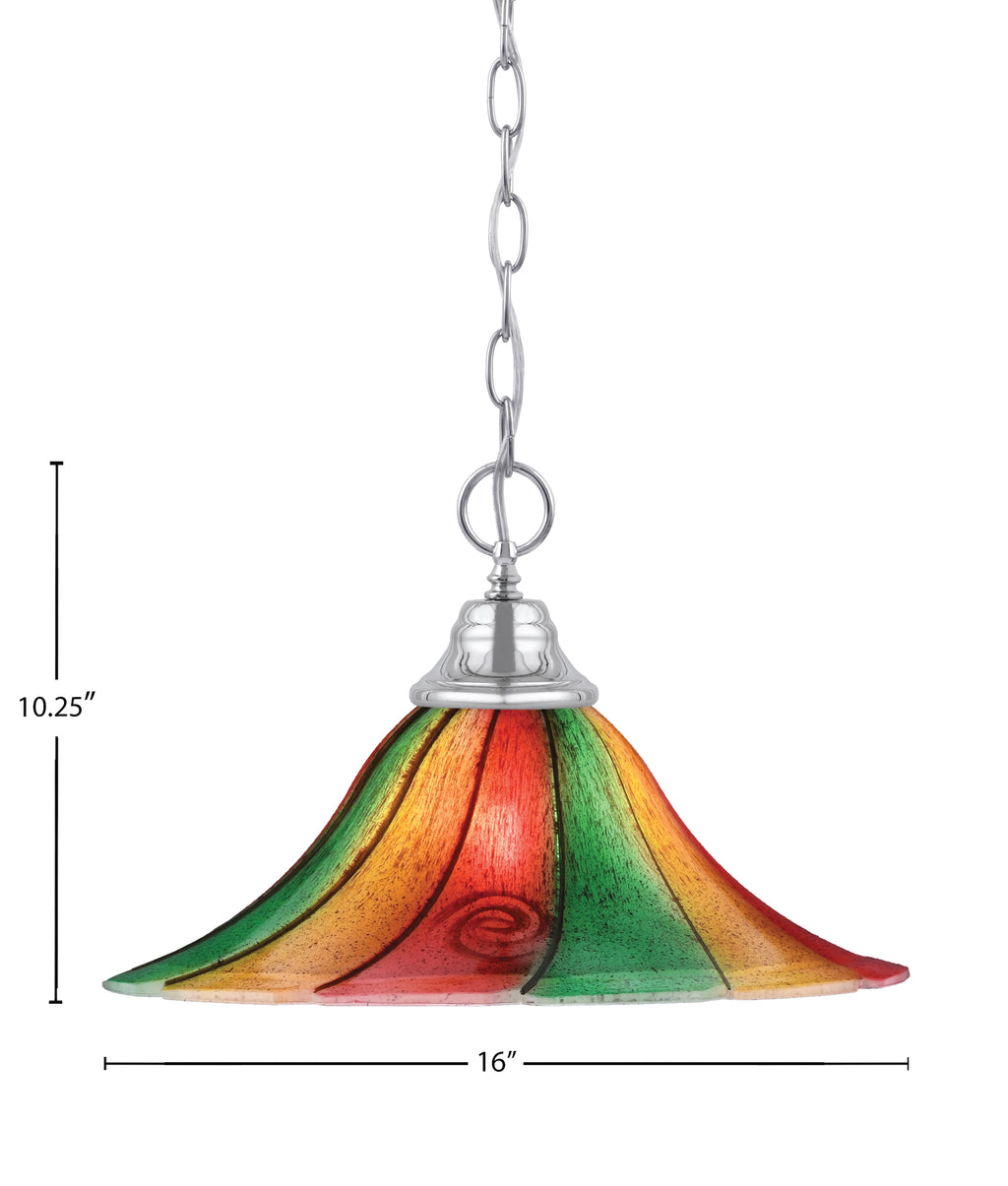 Any One Light Pendant in Chrome with 16" Mardi Gras Shade