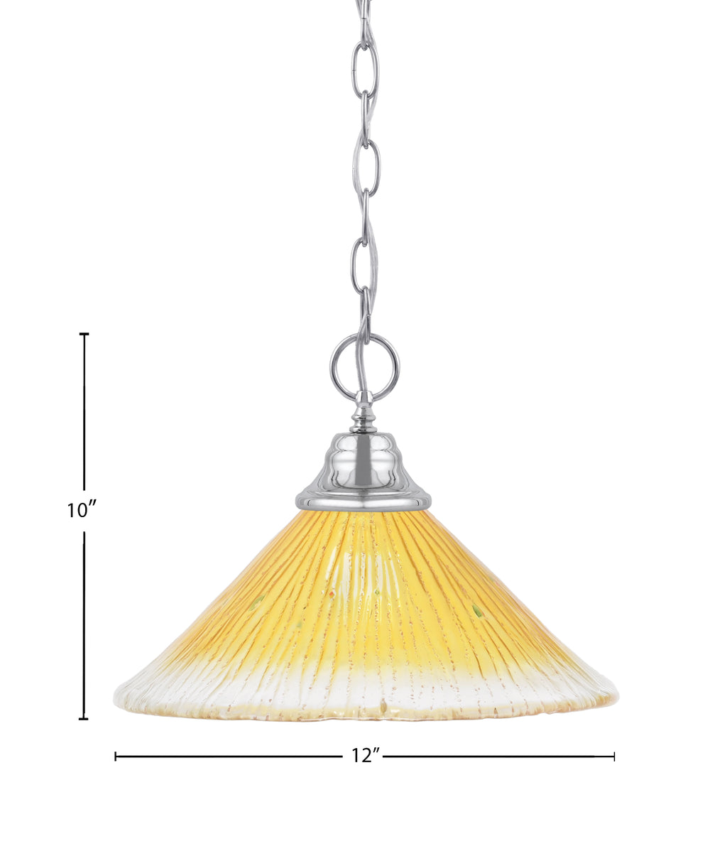 Any One Light Pendant in Chrome with 12" Gold Champagne Crystal Shade